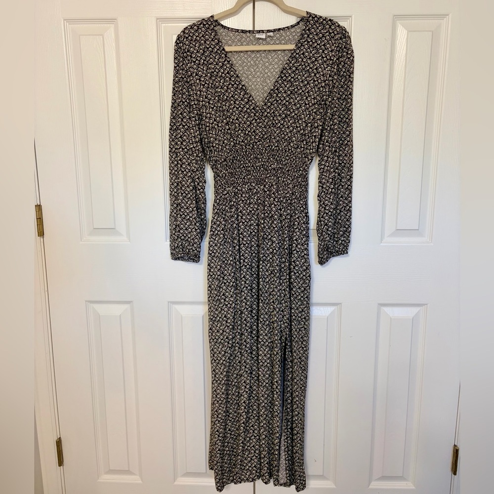 Gap Women's Maxi Boho Brown Cream Flower Print Dress